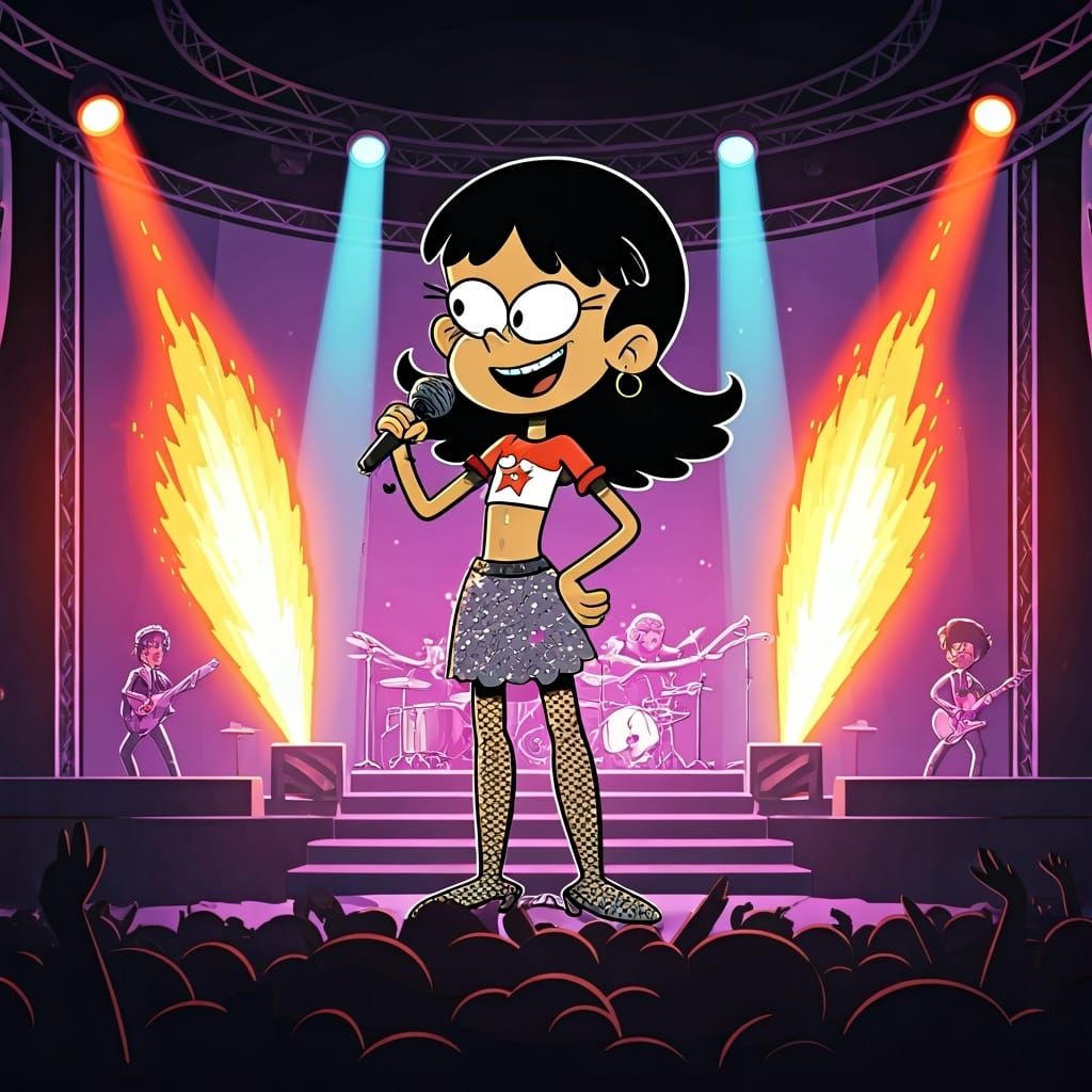 Imagine Stella Zhau from The Loud House as a pop star, perfo...