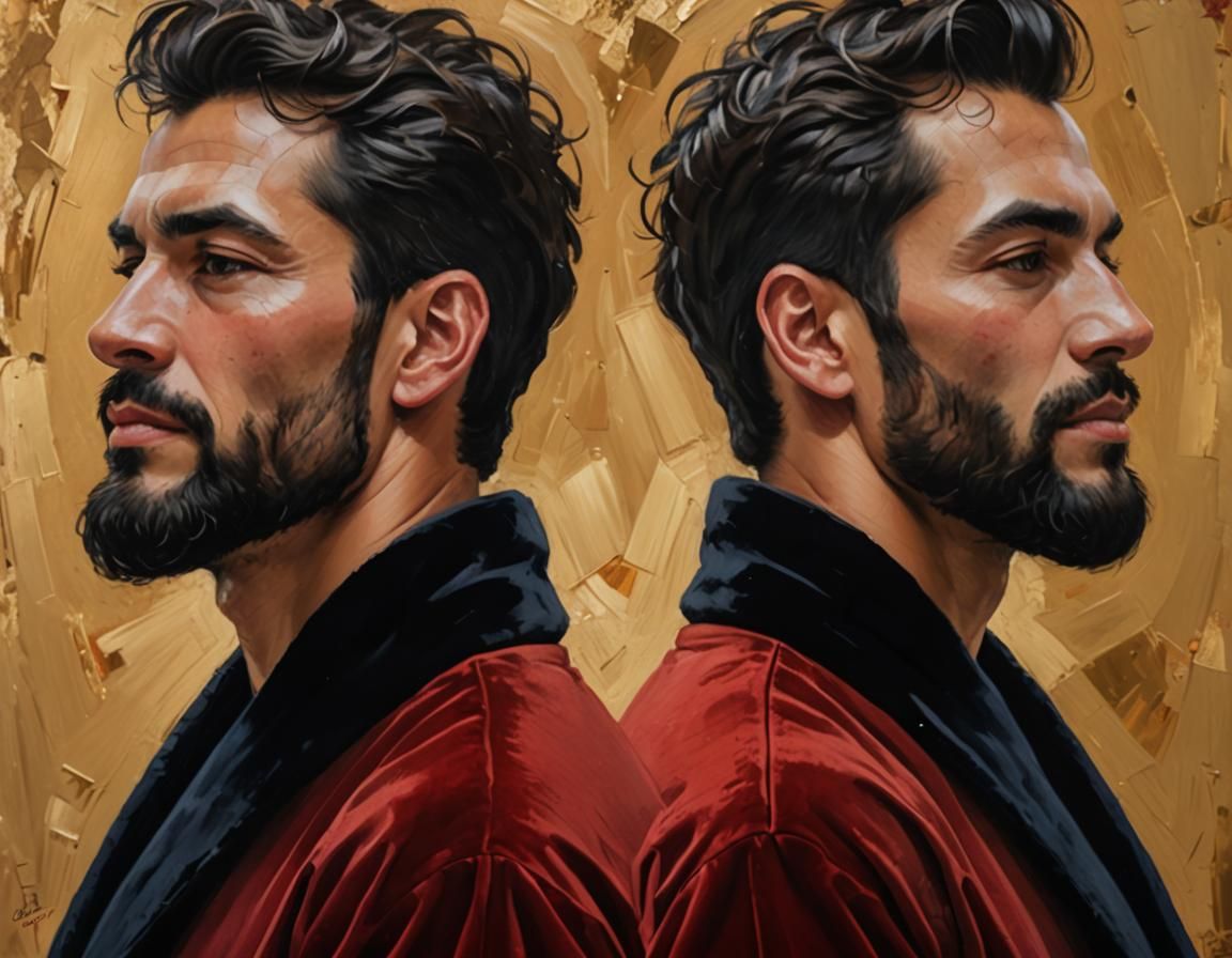 Impressionist Portrait: Two Men in Velvet Bathrobes