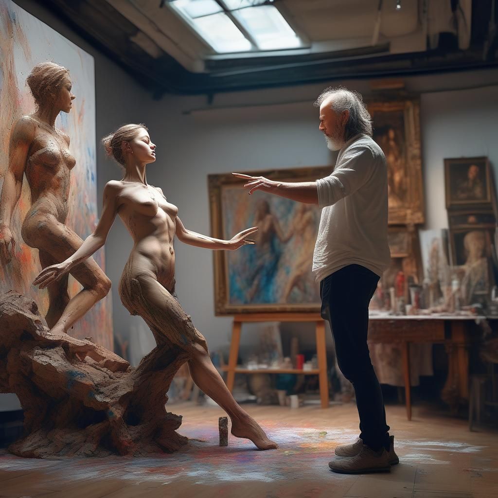 Renaissance Artist Sculpting a Dancing Woman
