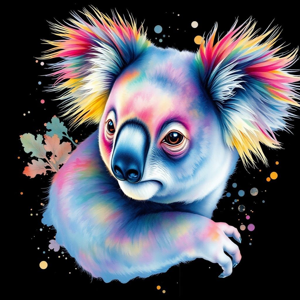 Vibrant Watercolor Koala in Stunning Detail