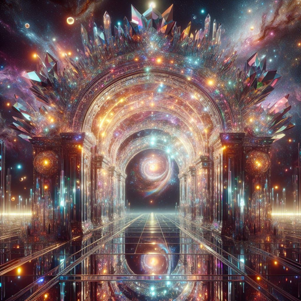 Cosmic Crystal Archway Radiating Celestial Splendor