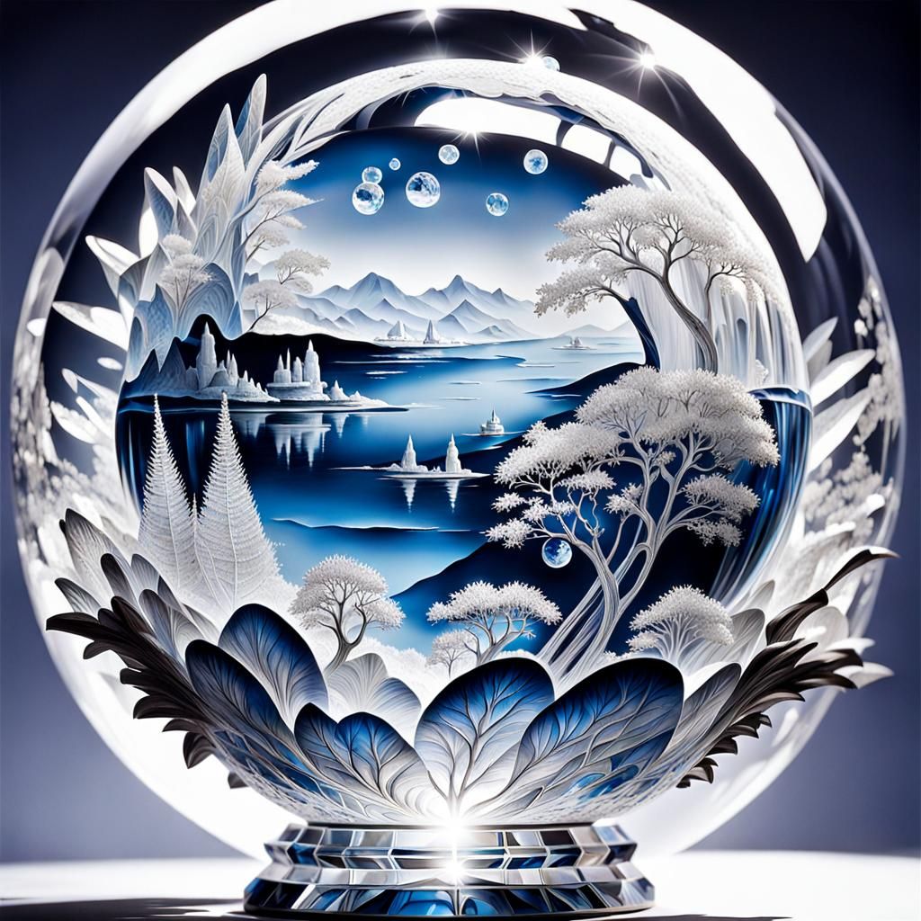 Elaborate Crystal Globe Sculpture
