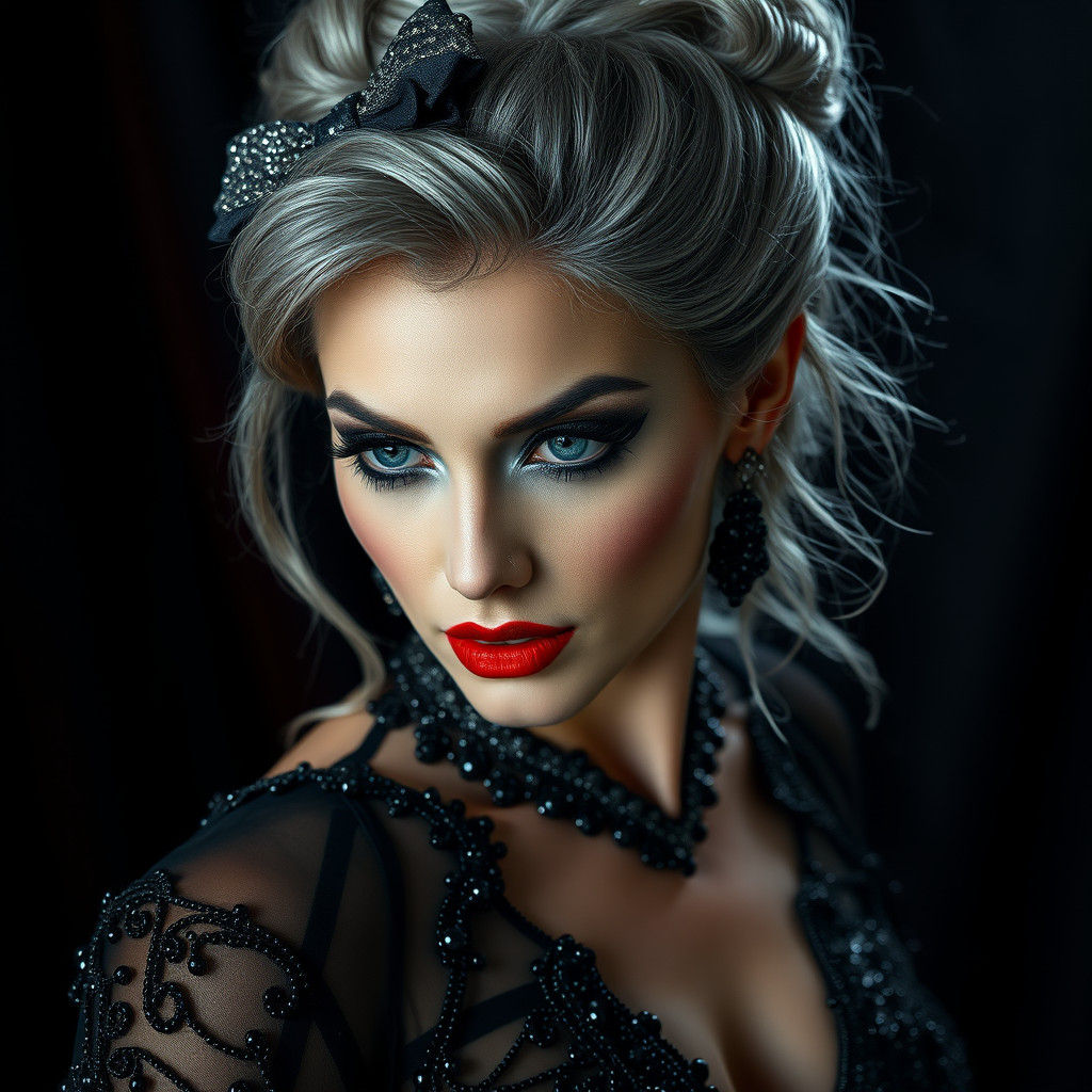 Seductive Sorceress in Lavish Gown: Fantasy Portrait