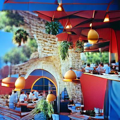 Mediterranean Cafe Concept Art in Kodak Ektar Colors