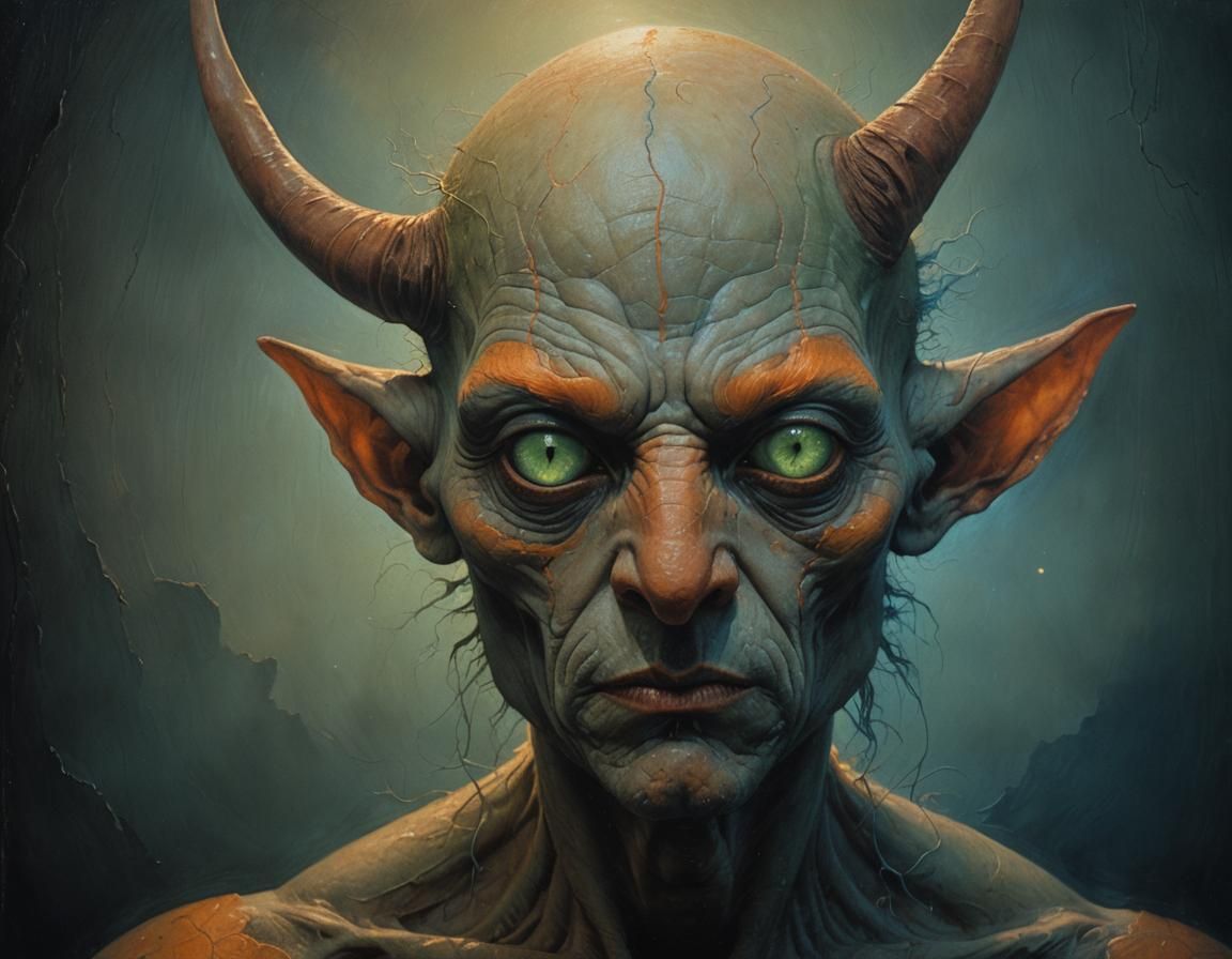 Dark Fantasy Portrait with Orange Mustache