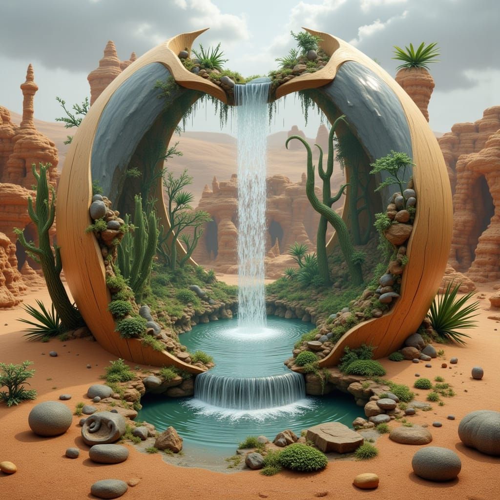 Magic 8-Ball Oasis: A Sci-Fi Desert Dream