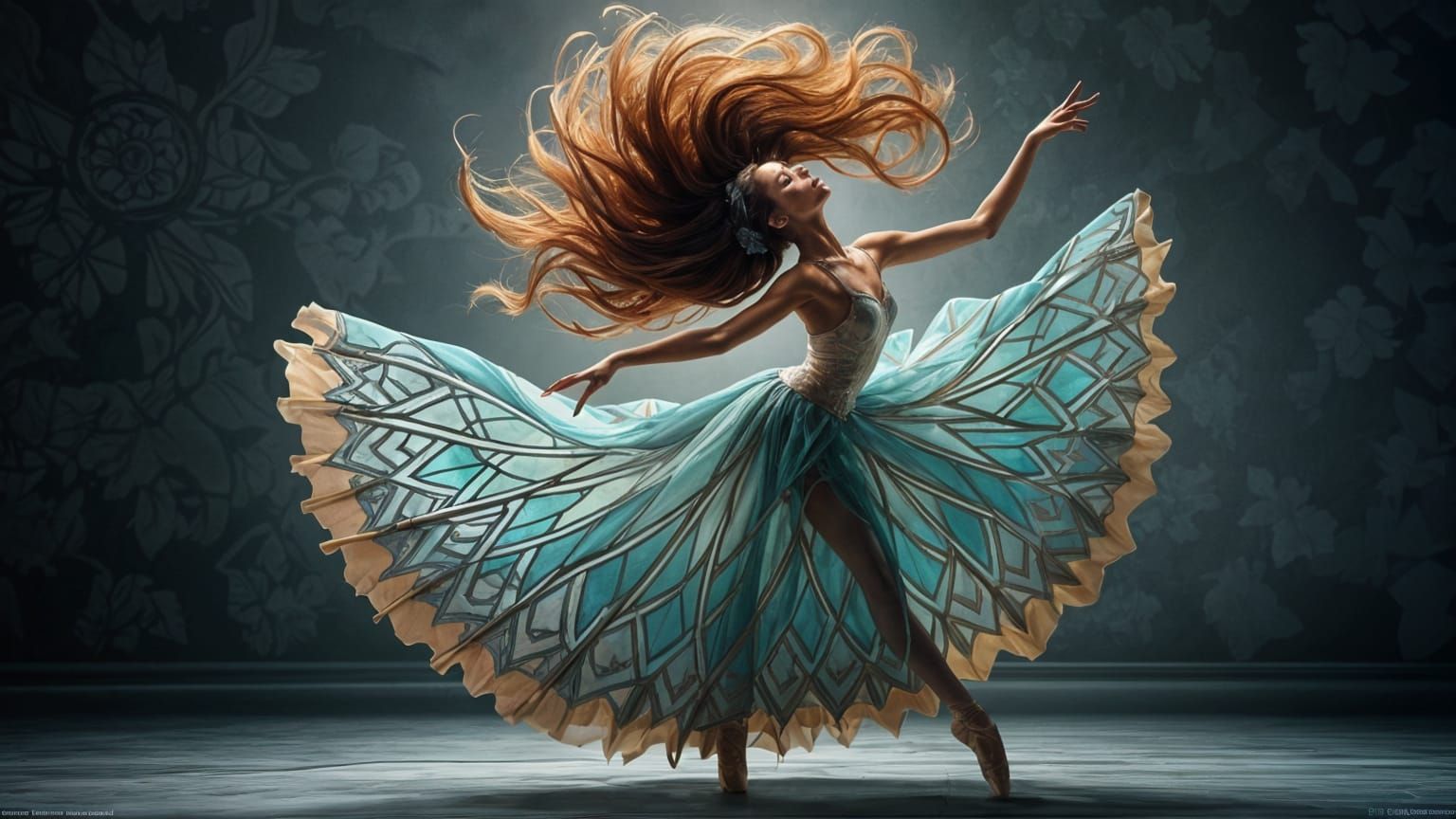 Ballet Dancer with Tiffany Lampshade Skirt