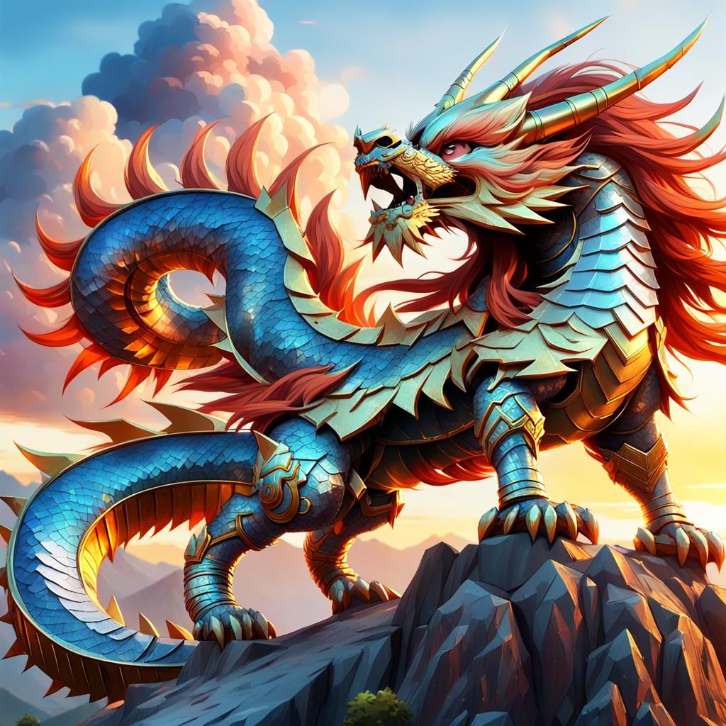 Ethereal Warrior Goddess in Sunset Splendor