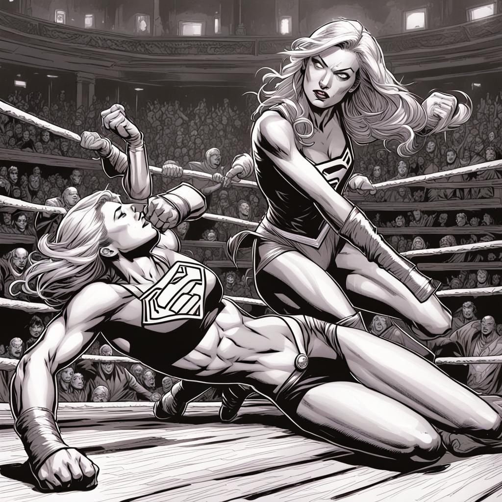 Supergirl Knocked Out in Comic Book Art Style