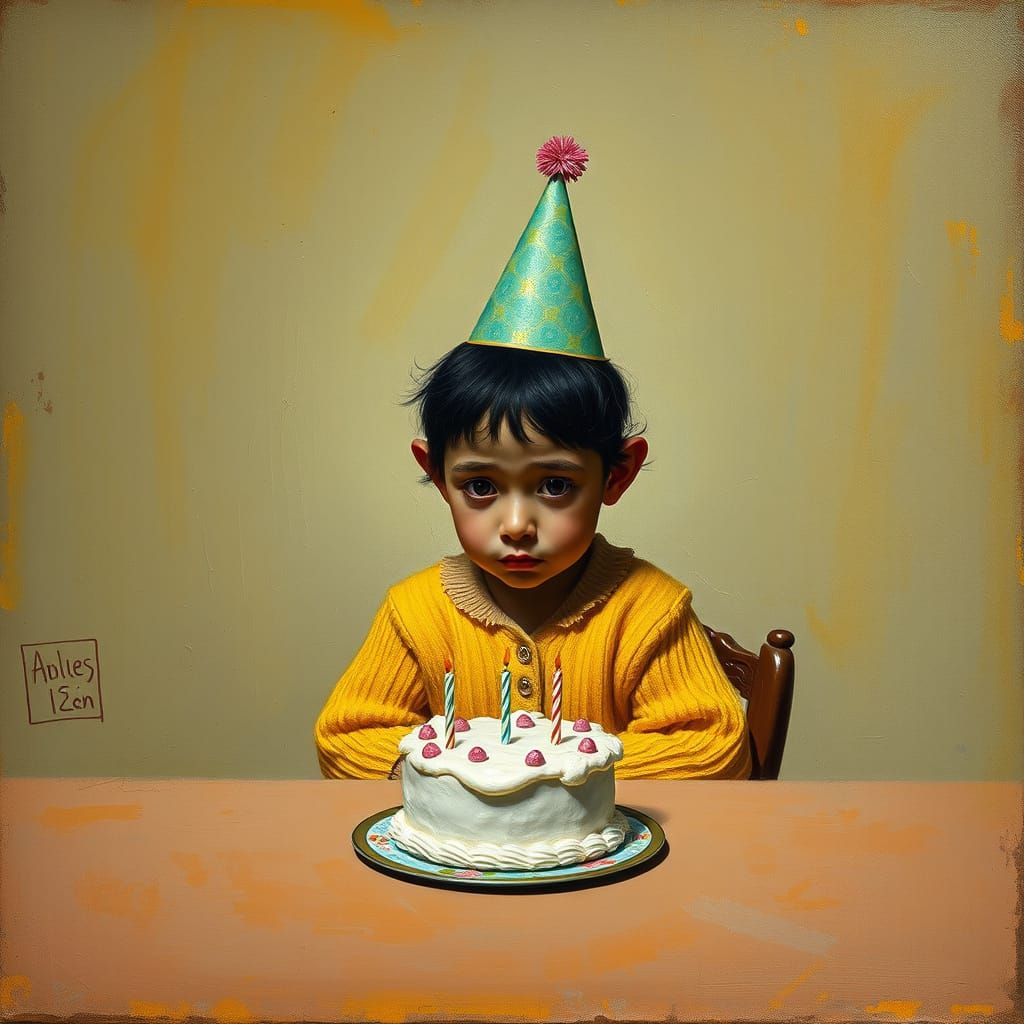 Real8stic oil painting.  Sad Happy birthday luunabee