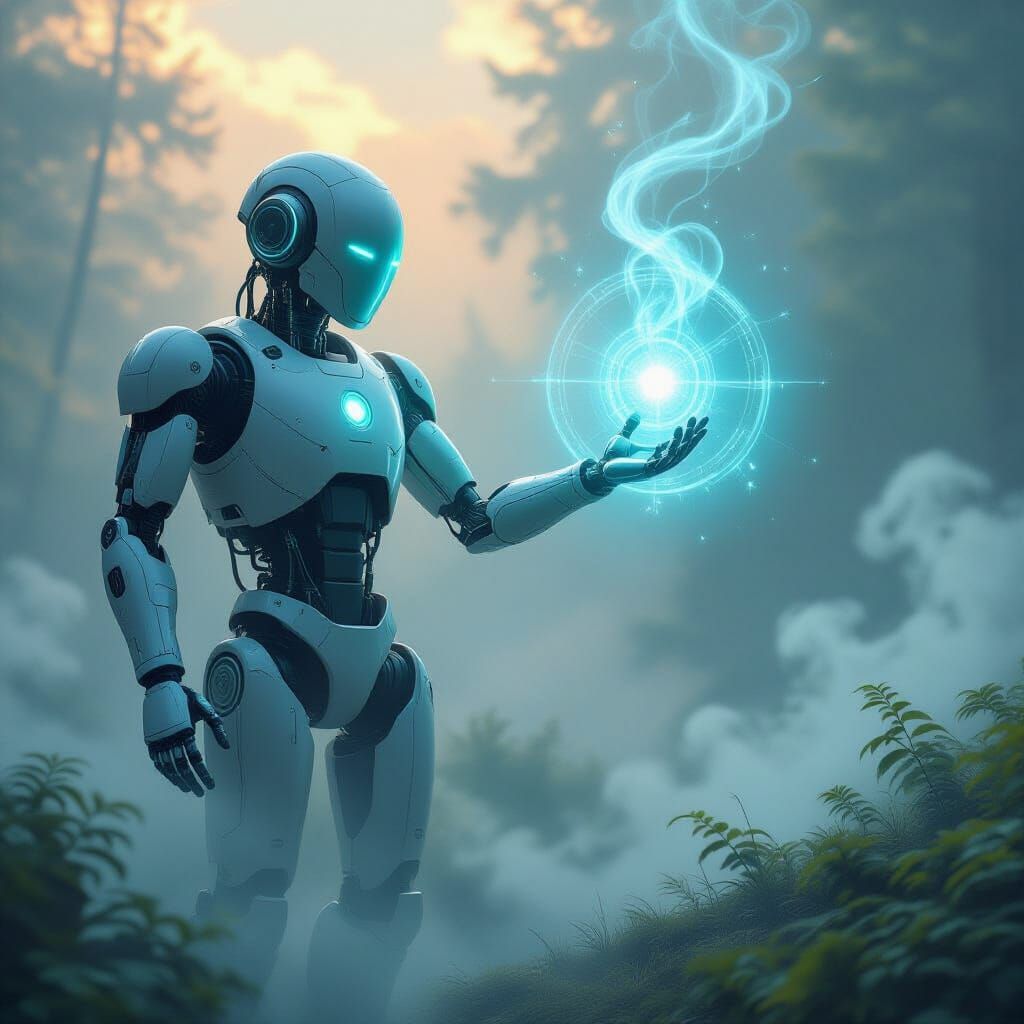 Ethereal Device Projects Robot Hologram with Hacker Face