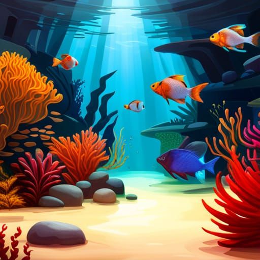 Tropical Fish Aquarium in Detailed Matte Painting