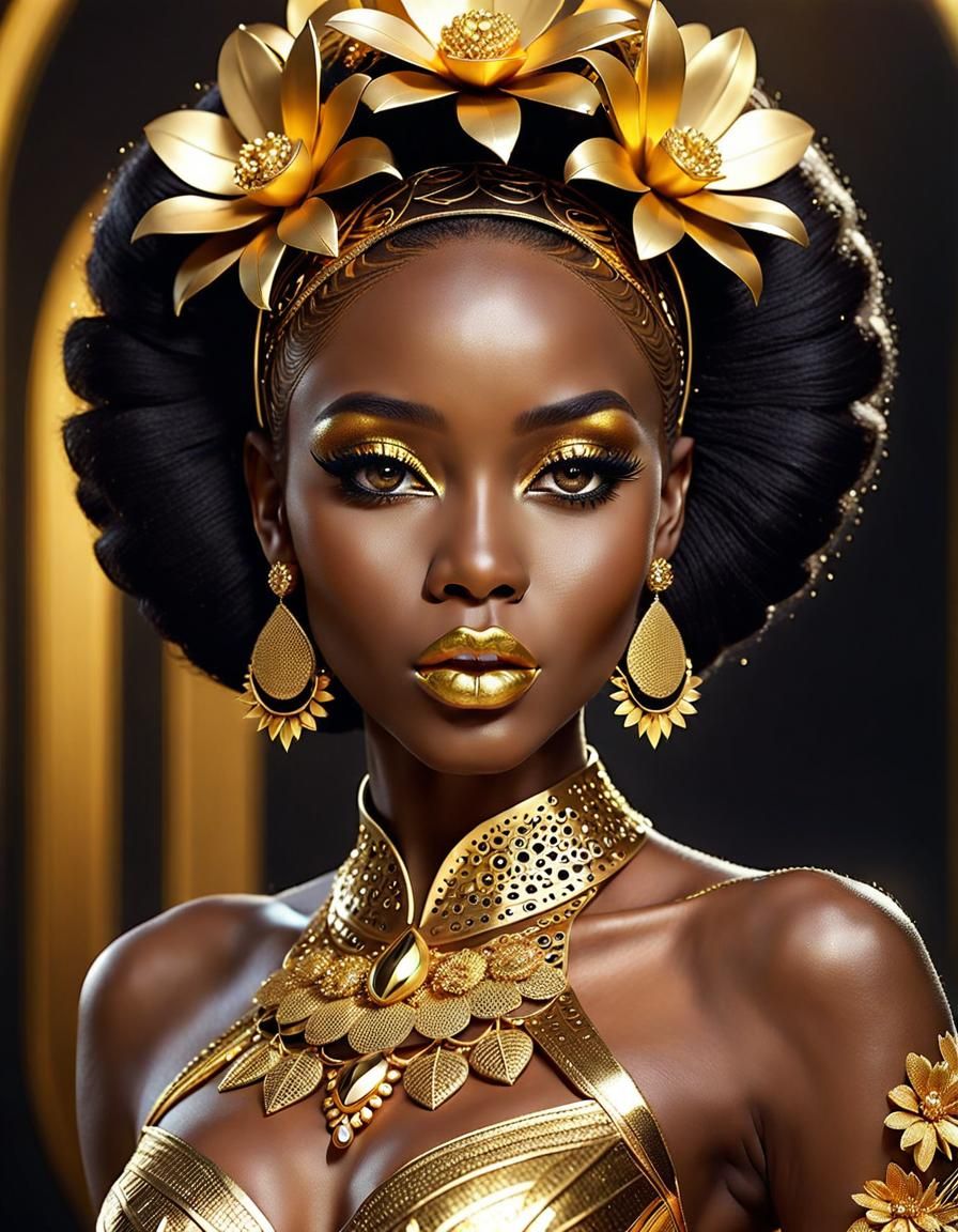 Portrait of Amazing Gold Goddess