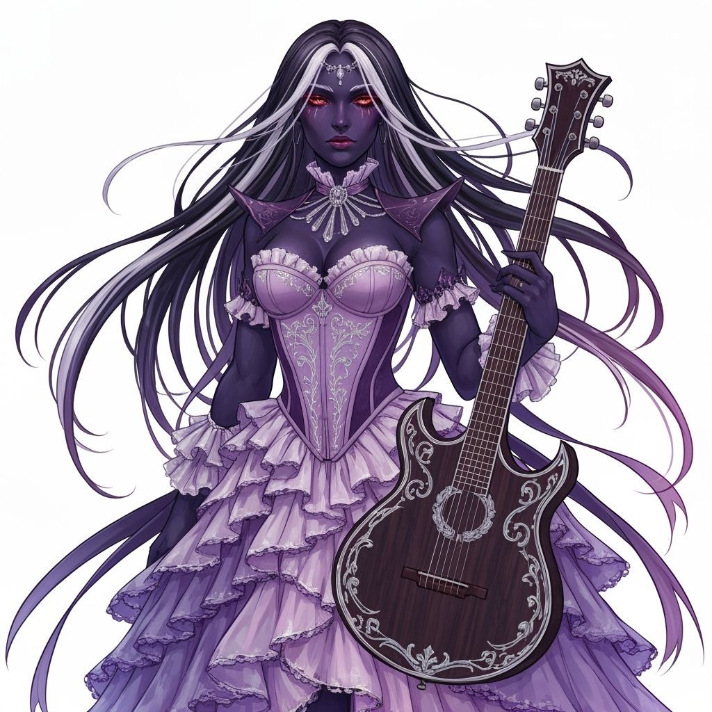 Drow Bard in Art Nouveau Style
