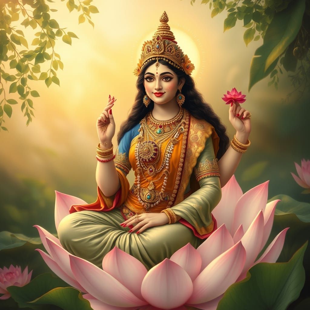 Goddess of Prosperity in Golden Light