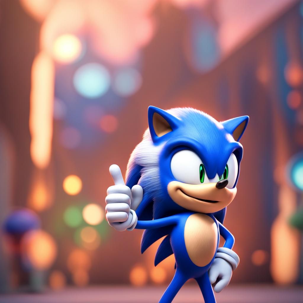 Sonic the Hedgehog Thumbs Up: 3D Digital Art