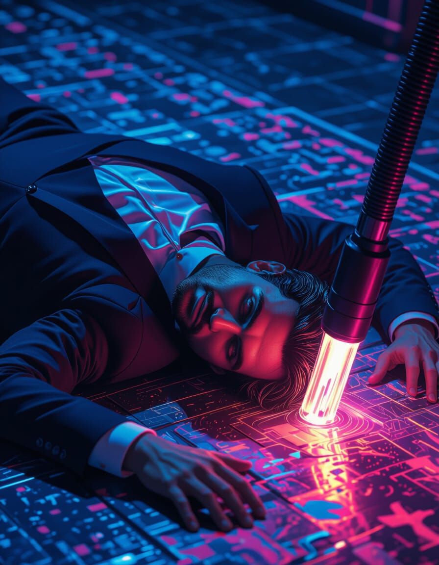 Surreal Vacuum Scene in Detailed Digital Art Style