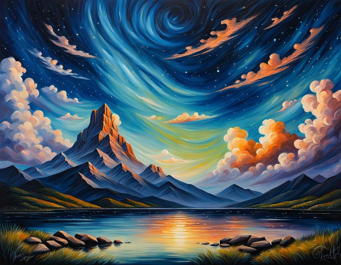 Luminous Starry Sky Oil Painting
