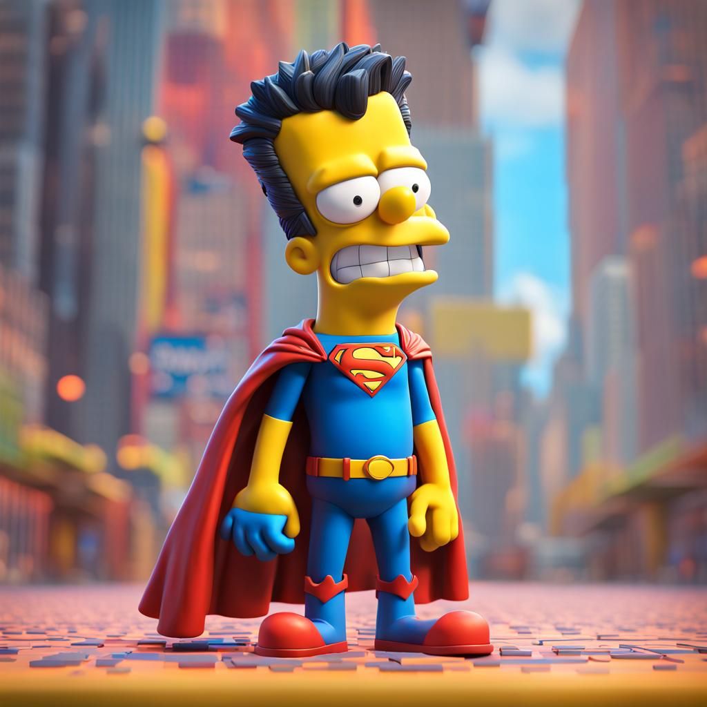 Bart Simpson Superman Hybrid in 3D Digital Art