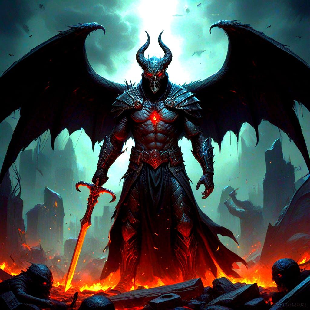 Sinister Guardian of Hell in Dark Fantasy Style