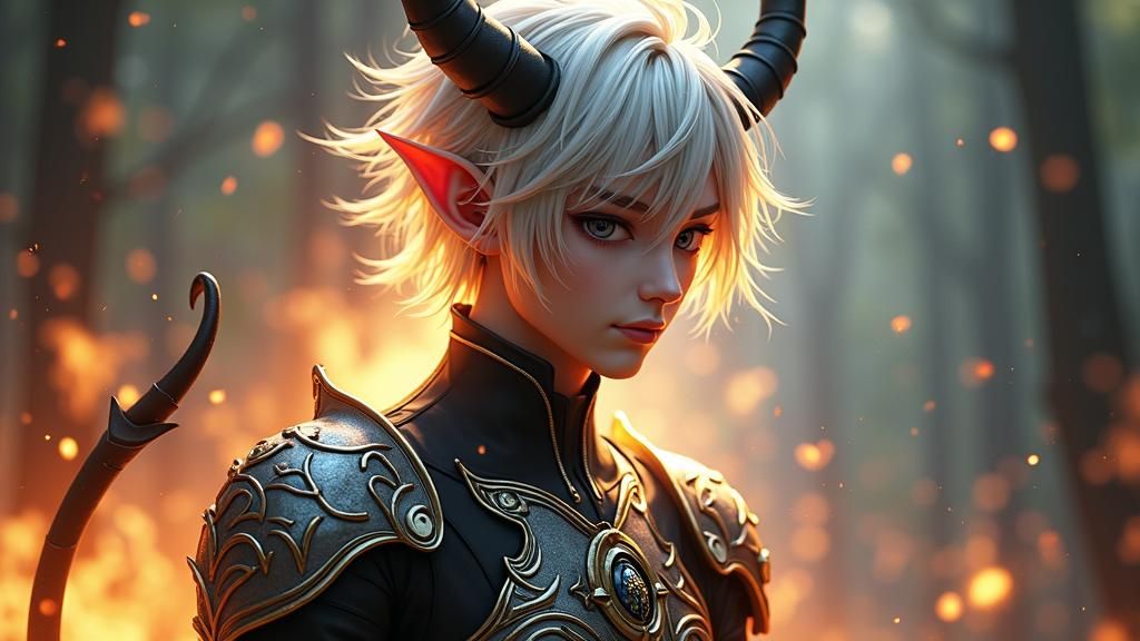 Wight Devil Radiating Warm Light in Anime Style