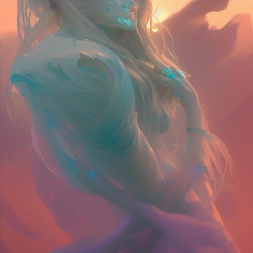 Ocean Witch Portrait in Art Nouveau Style