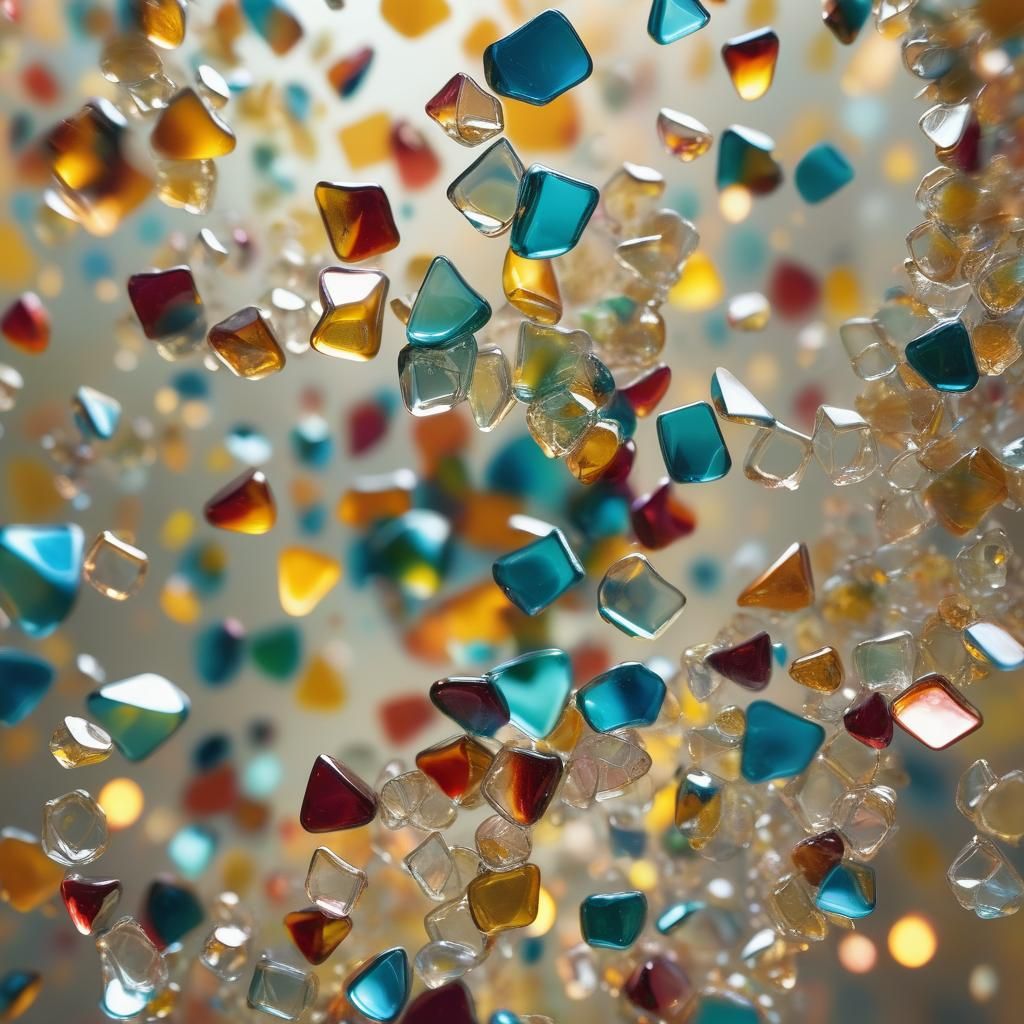 Macro Photo of Colorful Glass Fragments in Motion