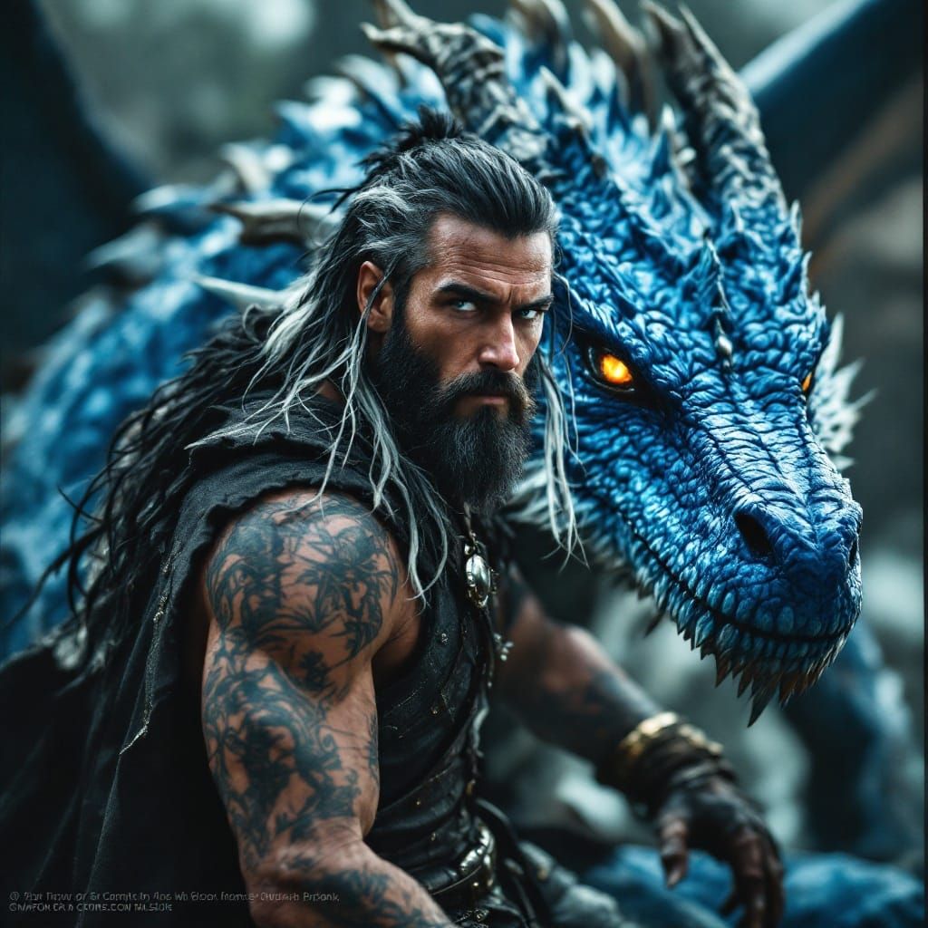 Epic Dragon Rider in Cinematic Film Still