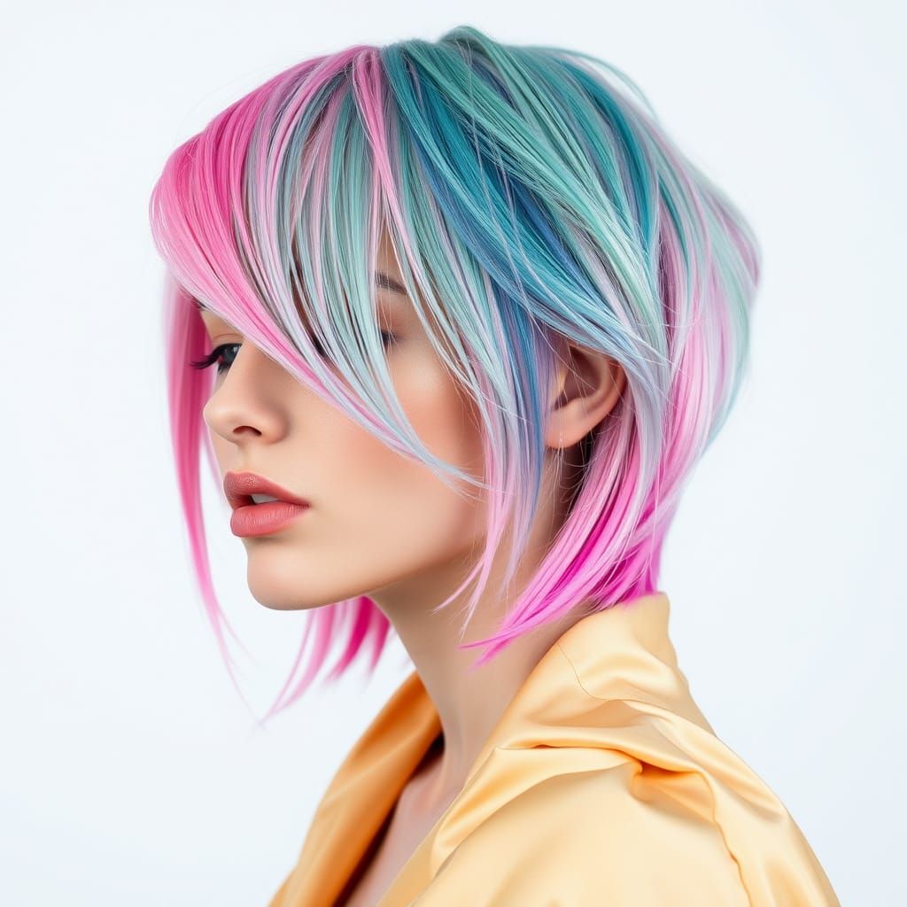 Woman with Pastel Hair in Avant-Garde Style
