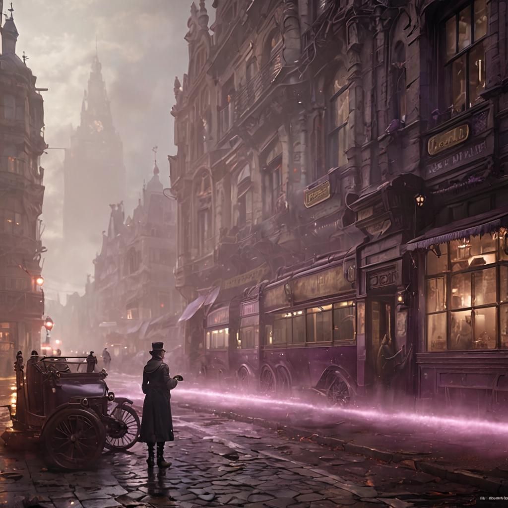 Dieselpunk Victorian London in Gothic Purple
