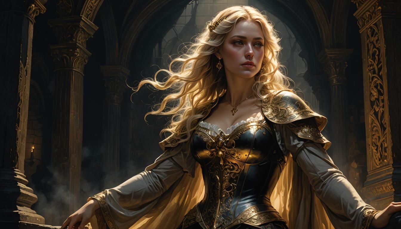 Blonde Woman in Dramatic Lighting: Eerie Realism