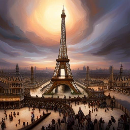 Eiffel Tower Gleaming at 1889 Exposition Universelle