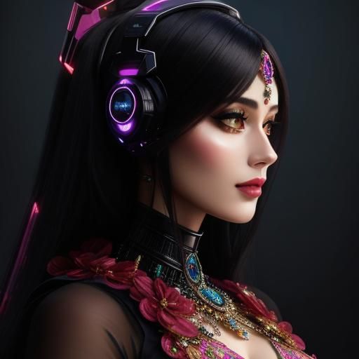 Hyperrealistic Fembot Portrait in Futuristic Style