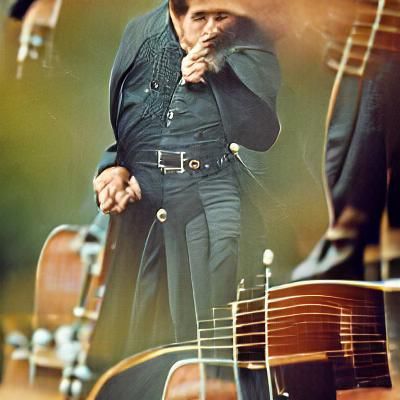 Johnny Cash Portrait in Black and White