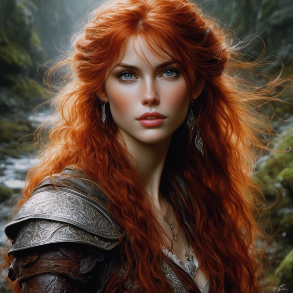 Hyperrealistic Elf Portrait with Red Hair