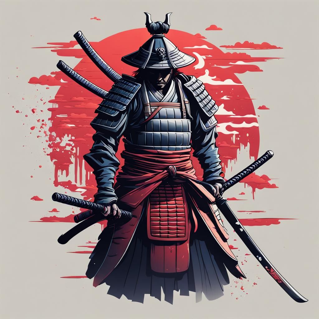 Samurai Vector Art Logo Design Illustration