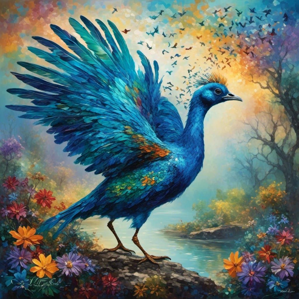 Cosmic Peacock Dodo Bird Dreams of Flight