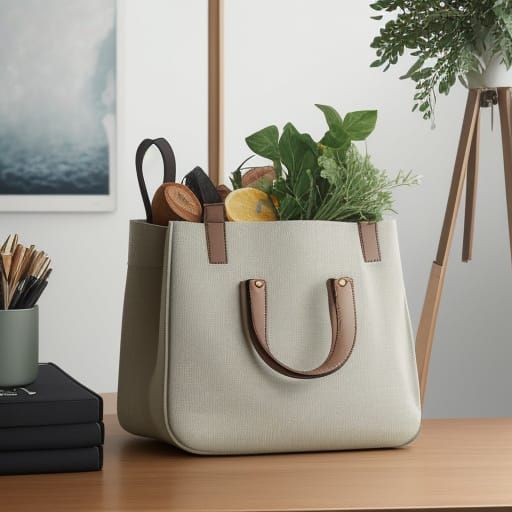 Spacious Tote Bag with Double Handle in Casual Studio Settin...