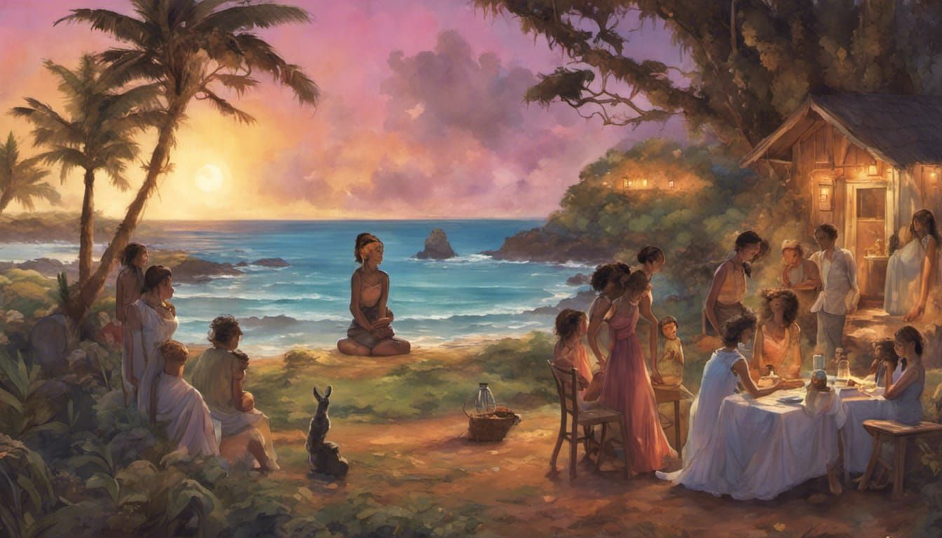 Easter Island Sunset Dance with Friends