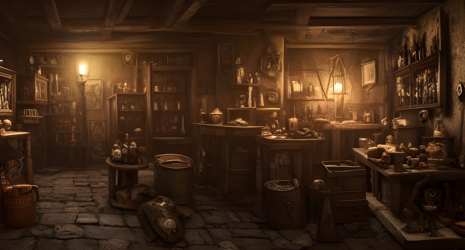 Dark Post-Apocalyptic Medieval Magic Shop in Unreal Engine