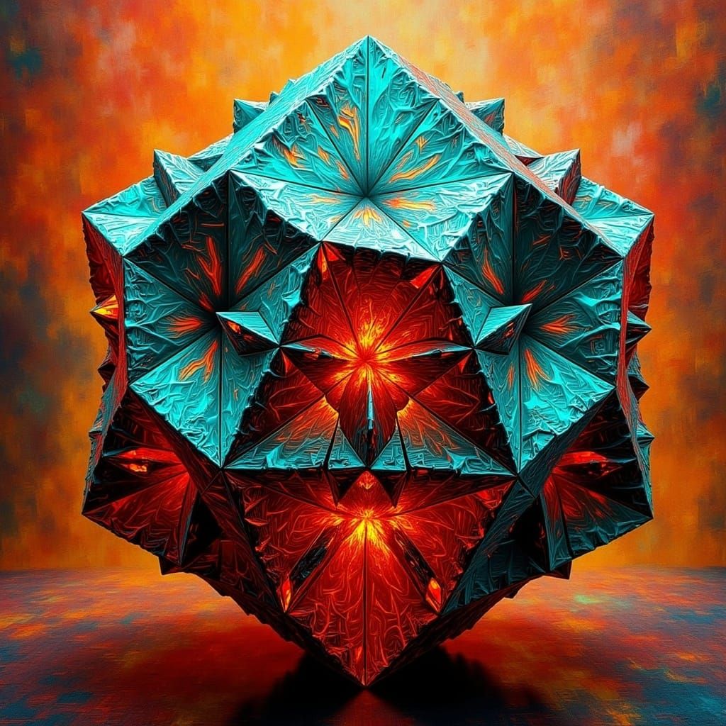 Psychedelic Amplituhedron Jewel in Surrealist Style