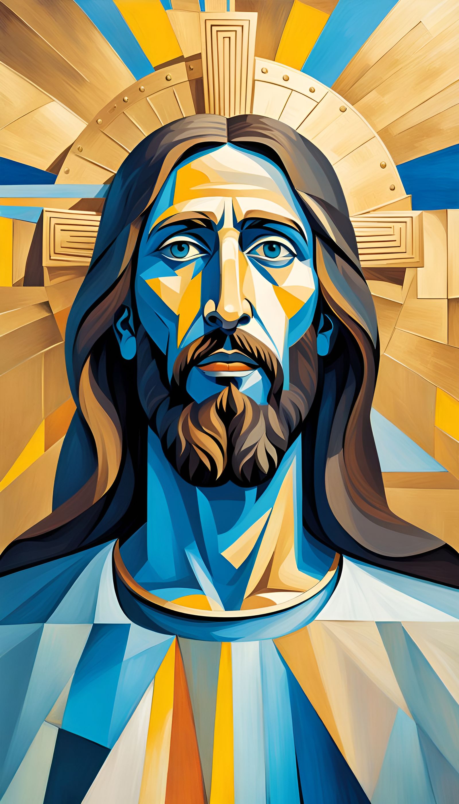 Jesus Christ Portrait in Cubist Style