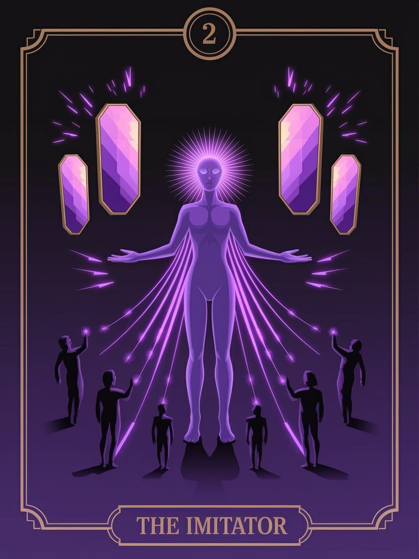 Radiant Figure in Neon-Lit Mirrors