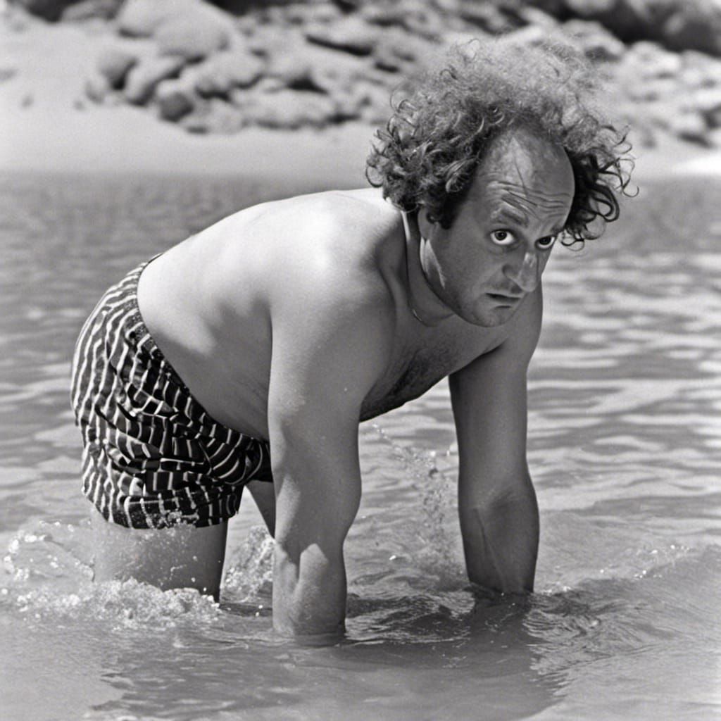 Larry Fine Stares at Women at the Beach