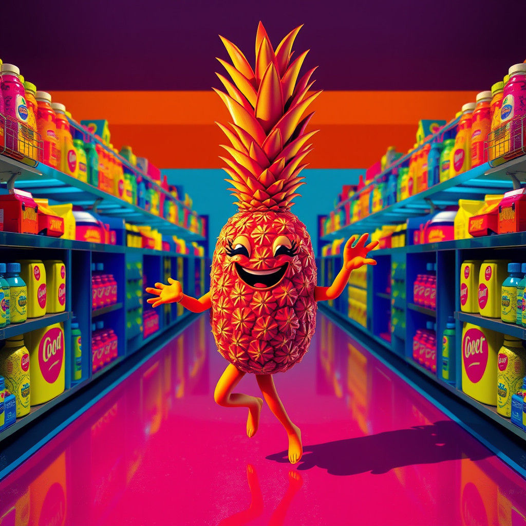 Pineapple Pop Art Dance in Warhol Style
