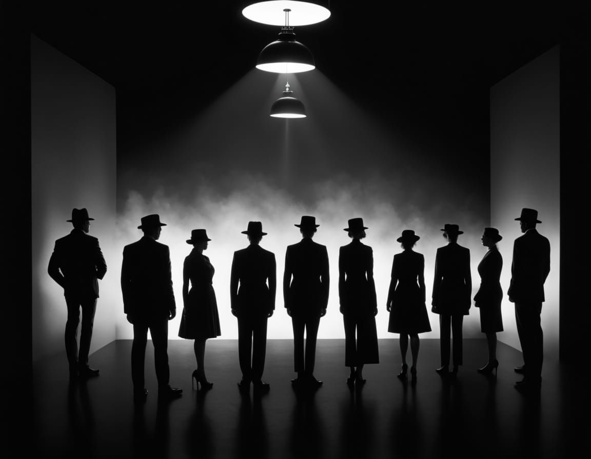 Film Noir Silhouettes with TV Headsets