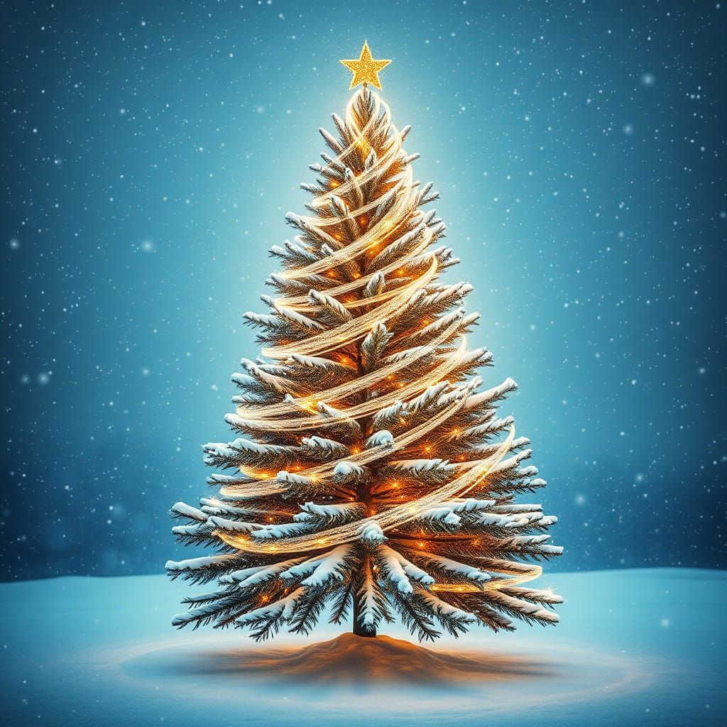 A Whimsical Christmas Tree in a Snowy Gust