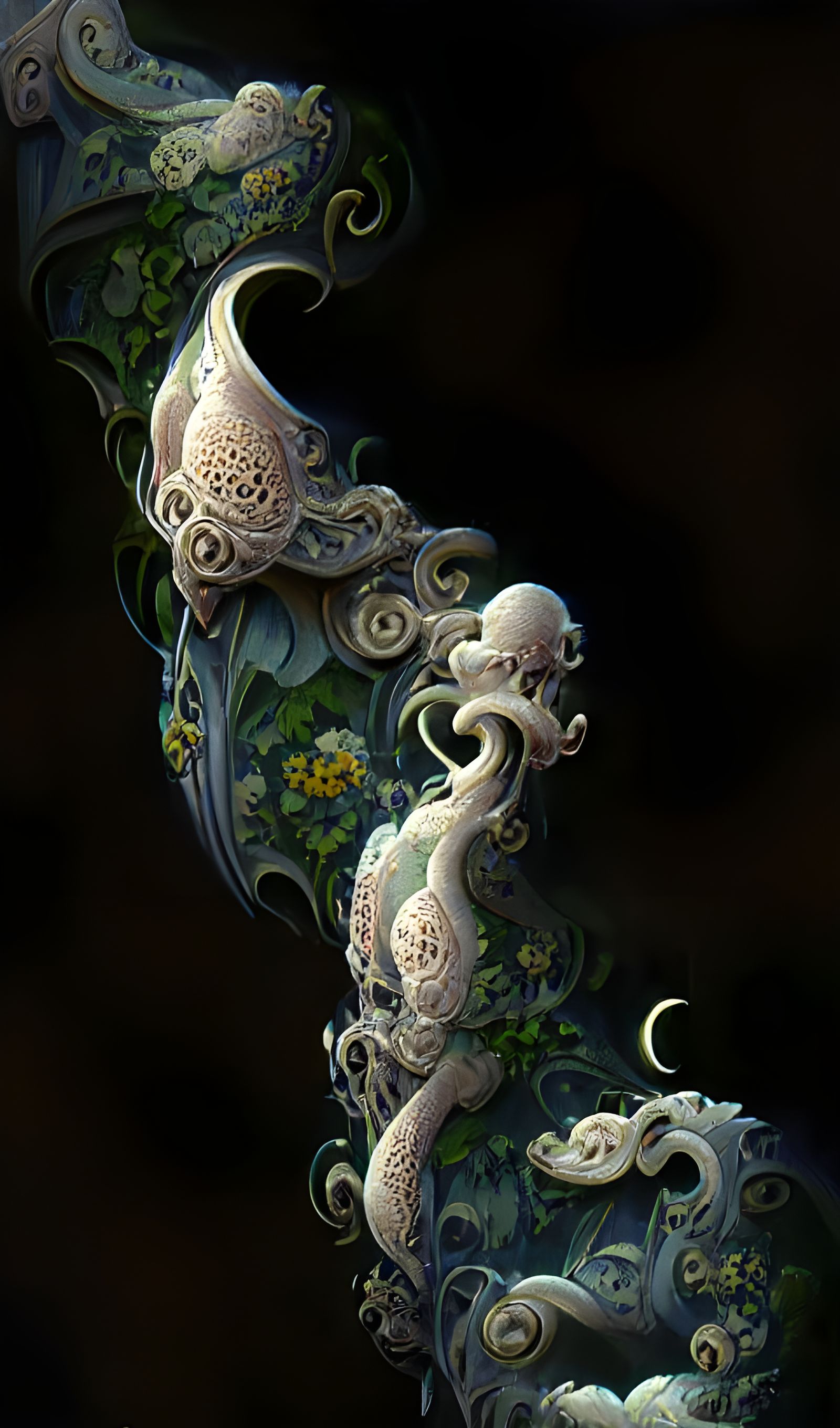 Gilded Chinese Porcelain Architecture in Art Nouveau Style