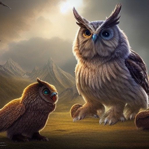 Epic Owlbear in a Digital Matte Painting