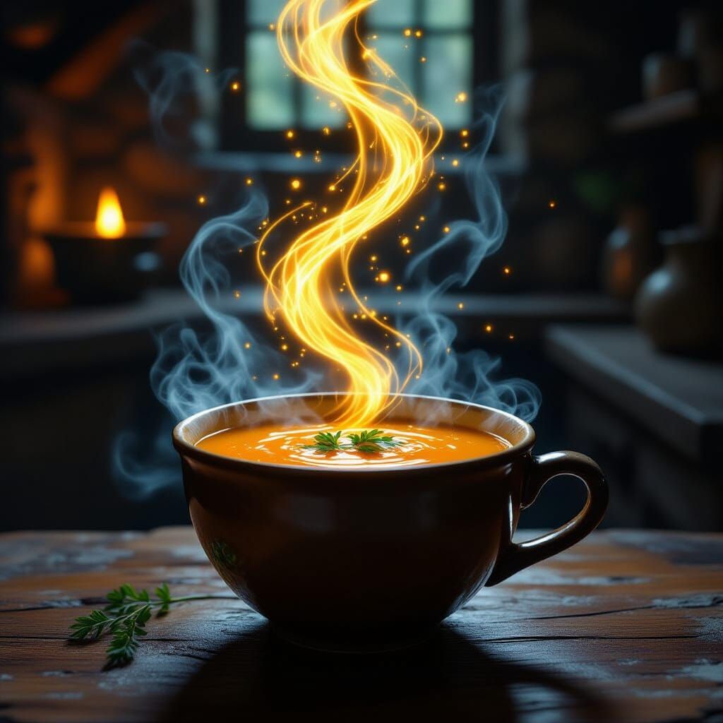 Magical Levitating Soup in Enchanted Kitchen